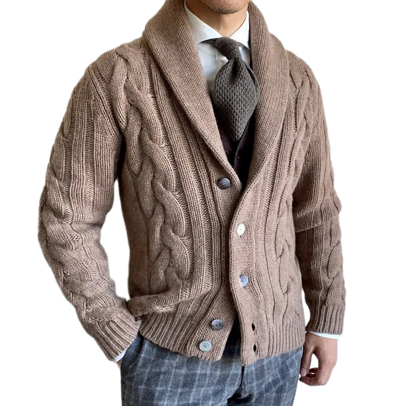 Men Formal Wear Coat - Nowy męski kardigan dziergany na jesień