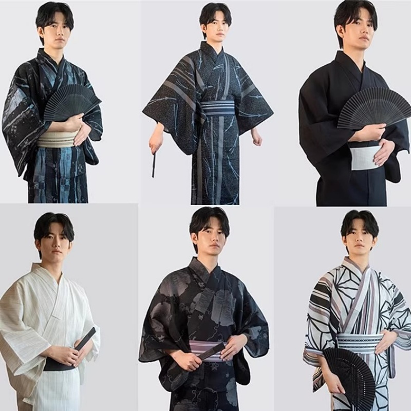 Traditional Japanese Men'S Formal Wear - Męskie tradycyjne japońskie kimono z paskiem,