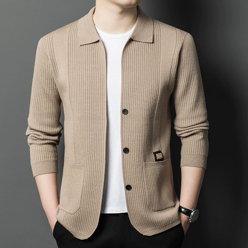 Men Formal Wear Coat - Wysokiej jakości męskie kardigany dzianinowe, jednolite