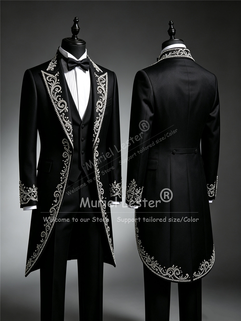 Men Formal Wear Clothes - Męski smoking z kryształkami i zdobieniami,