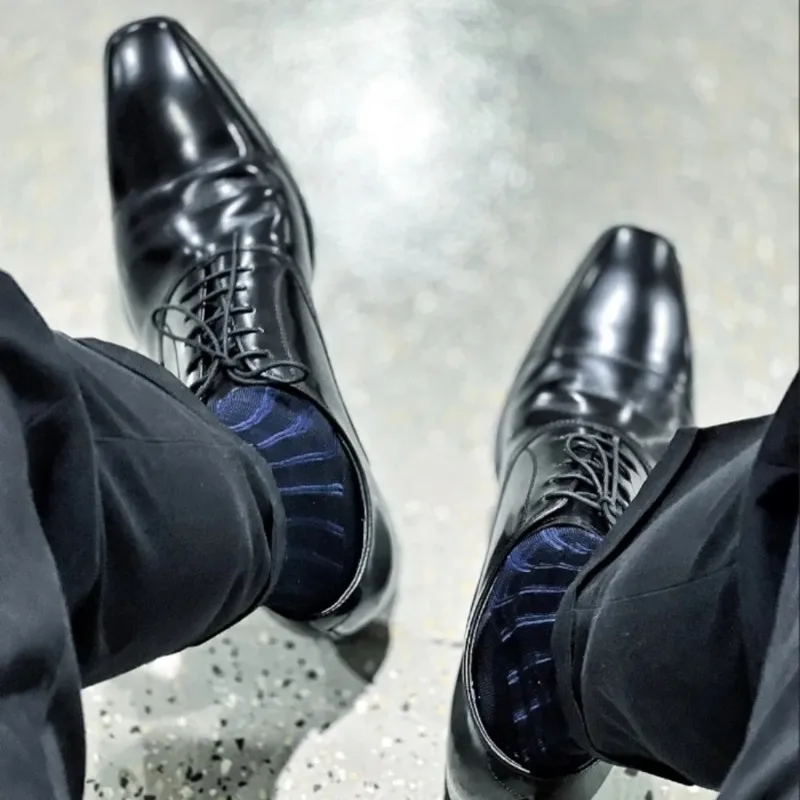 Men'S Used Formal Wear - Męskie skarpetki w paski, ultracienkie jedwabne