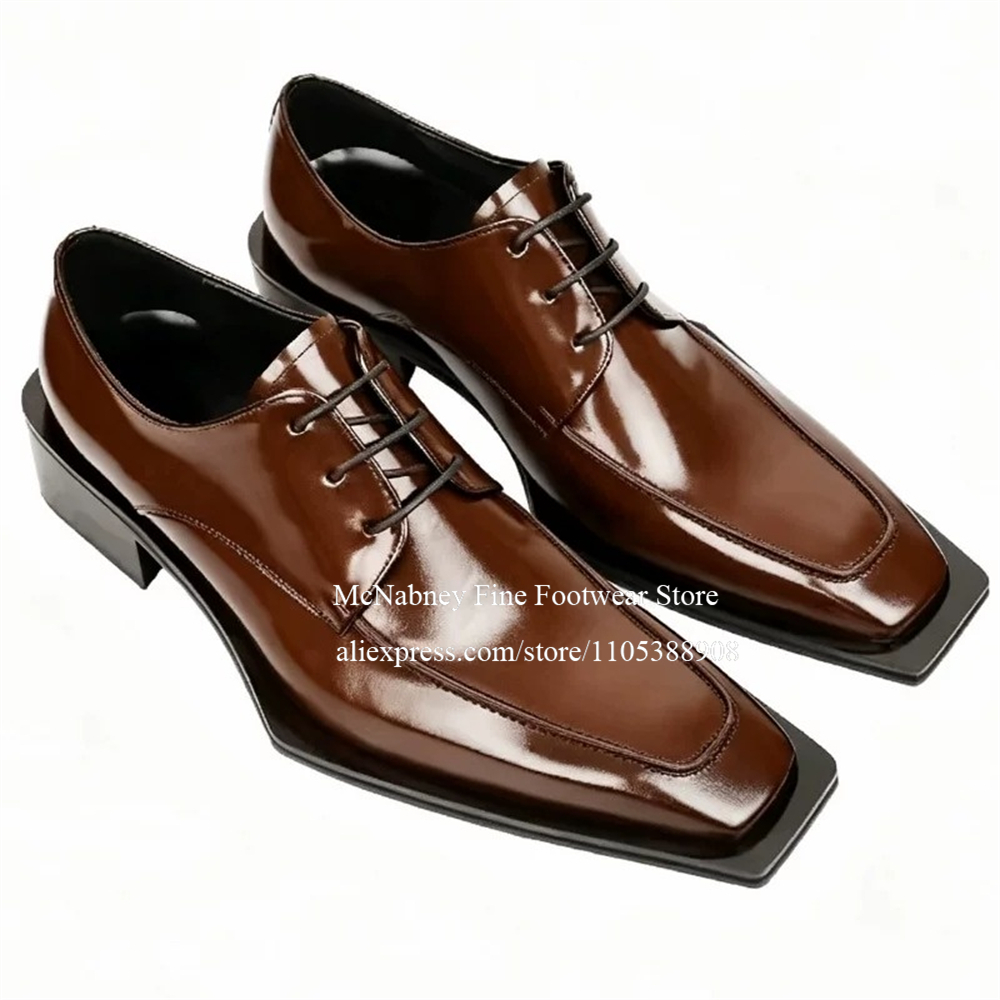 Men Formal Wear Dress - Skórzane buty wizytowe z ćwiekami, sznurowane,