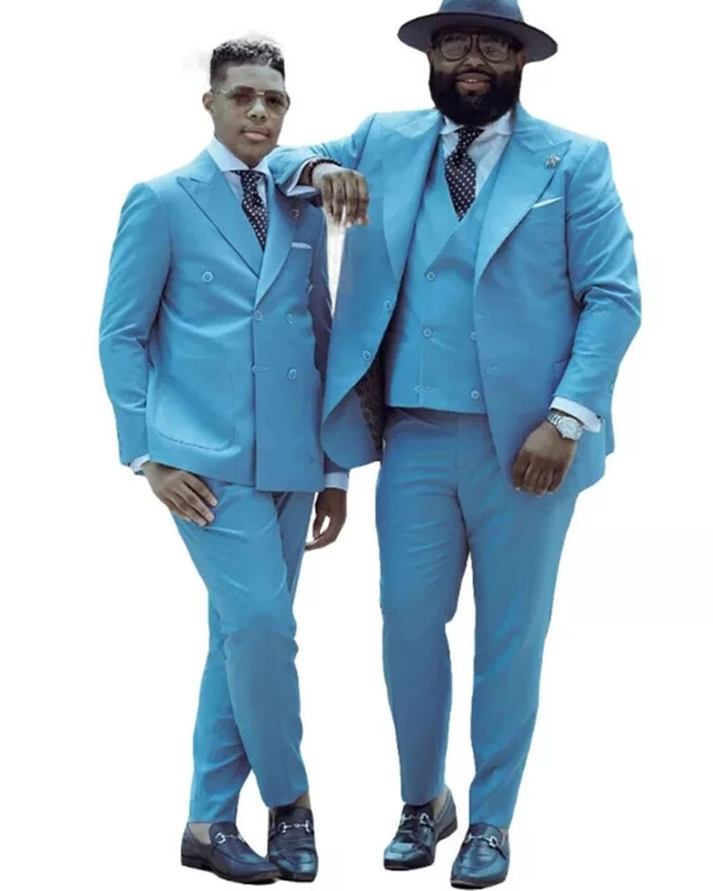 Men Formal Wear Sale - Gorąca wyprzedaż Błękitna klapa szczytowa Dwurzędowa