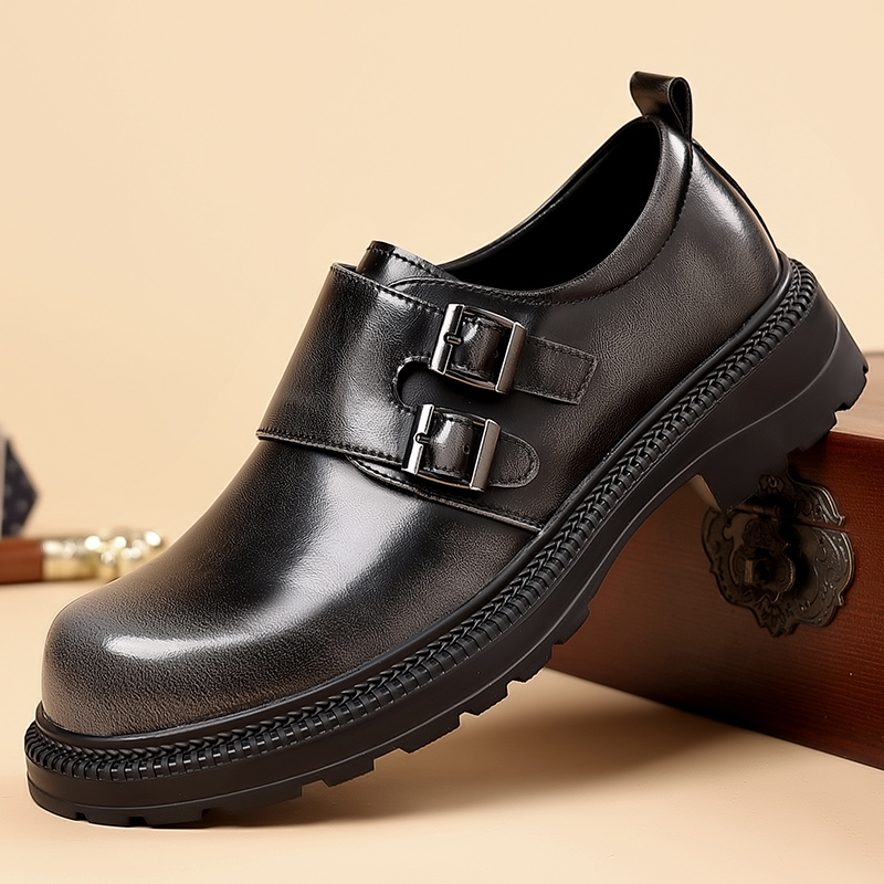 Retro brązowe męskie skórzane  – High End Men'S Formal Wear recenzja i cena