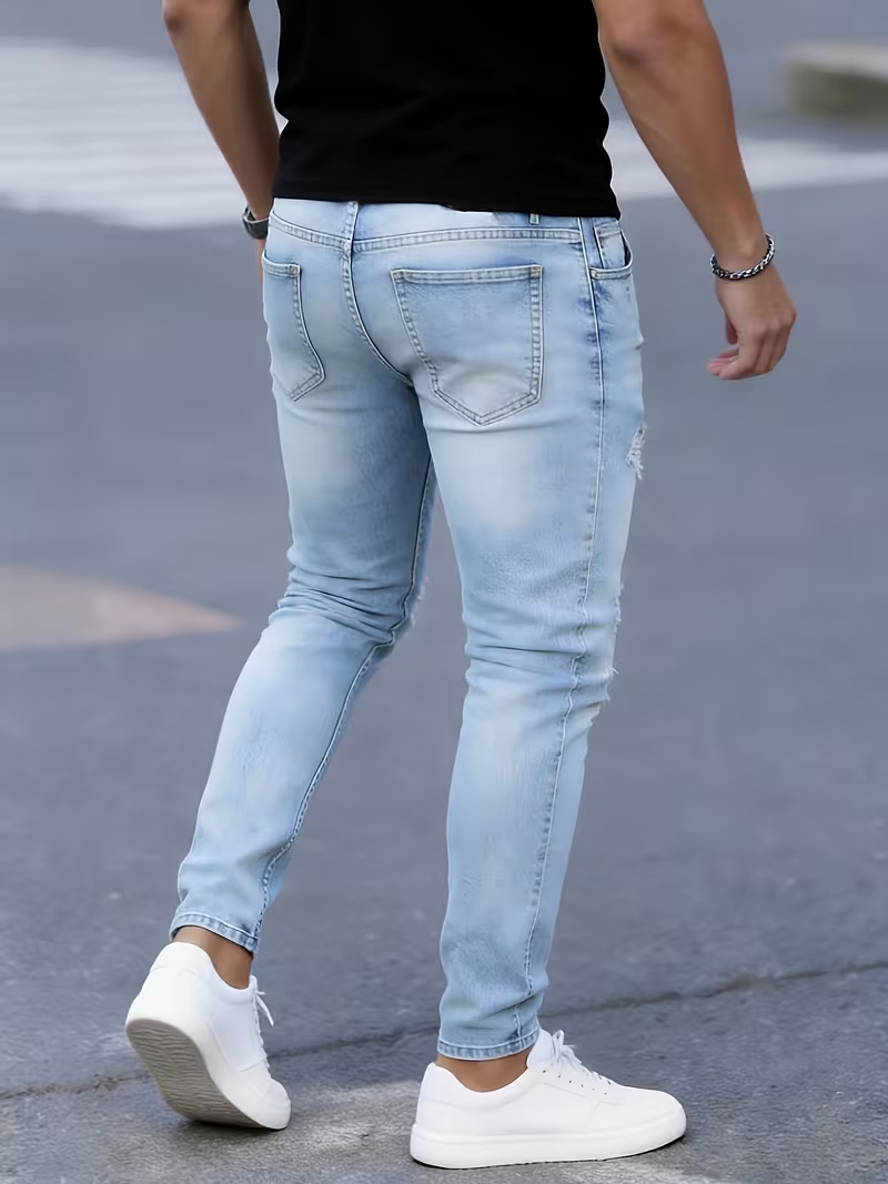 Męskie jeansy slim fit z efekt – Men Formal Wear With Jeans recenzja i cena