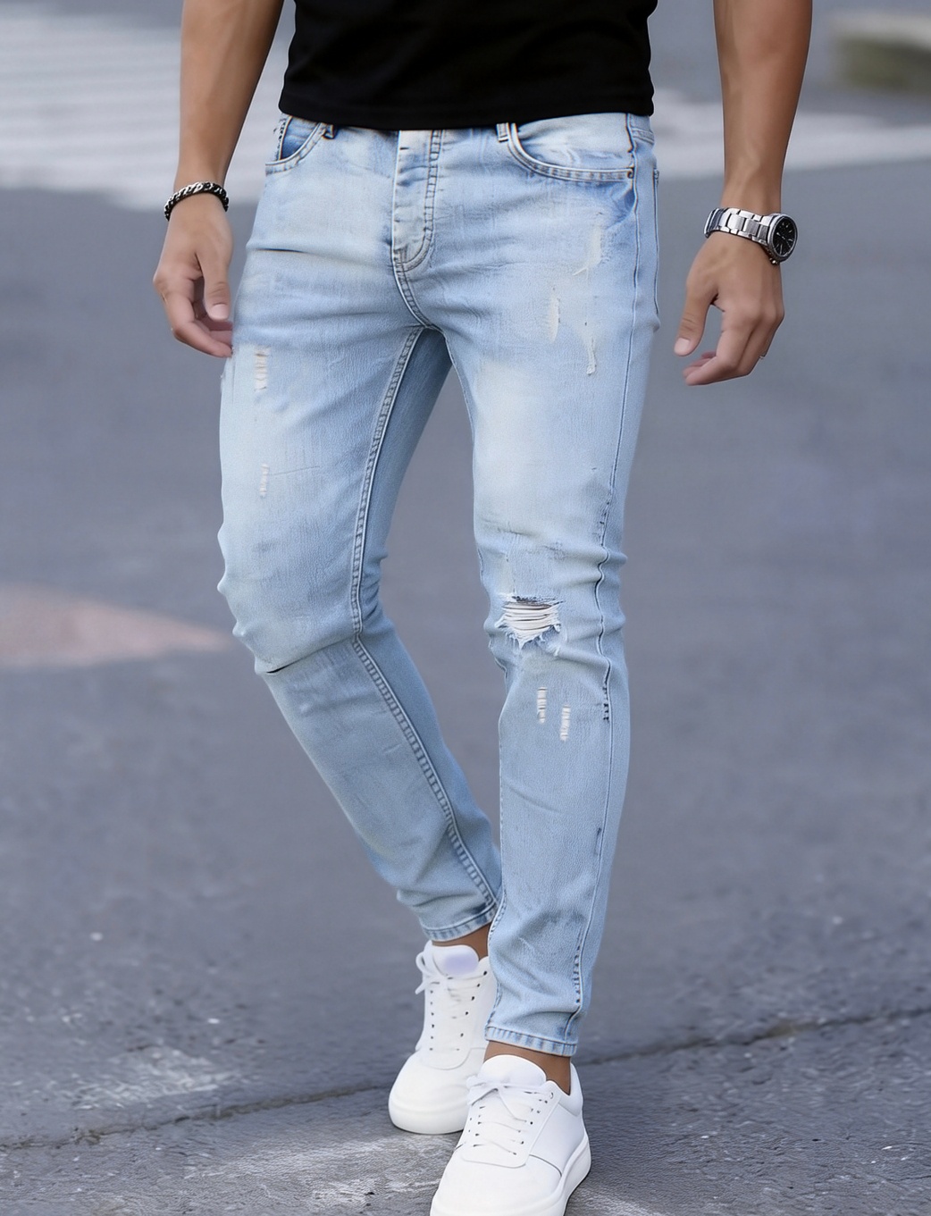 Męskie jeansy slim fit z efekt – Men Formal Wear With Jeans recenzja i cena
